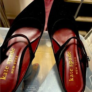 Kate Spade suede/velvet mules with kitten heels
